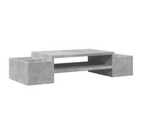 vidaXL Support de Moniteur avec Rangement Gris béton Bois d'ingénierie, Support de Moniteur pour Bureau, étagère de Moniteur, Support de Moniteur d'ordinateur