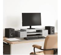 vidaXL Support de moniteur avec rangement – gris béton, bois d'ingénierie