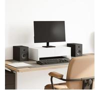 vidaXL Support de moniteur avec tiroirs blanc bois d'ingénierie, support d'écran, étagère de moniteur, base de moniteur 854661