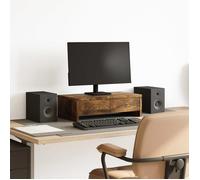 vidaXL Support de moniteur avec tiroirs – chêne fumé, bois d'ingénierie