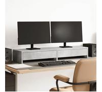 vidaXL Support de moniteur avec tiroirs en bois d'ingénierie gris béton
