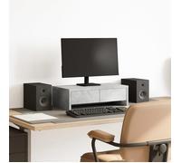 vidaXL Support de moniteur avec tiroirs – gris béton, bois d'ingénierie
