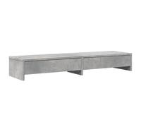 vidaXL Support de Moniteur avec tiroirs Gris béton Bois d'ingénierie, Support d'écran, étagère de Moniteur, Base de Moniteur