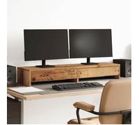 vidaXL Support de moniteur avec tiroirs 854677 – finition vieux bois en bois d'ingénierie
