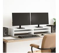vidaXL Support de moniteur blanc 100x24x16 cm bois d'ingénierie, supports de moniteur double, support pour écran 854724