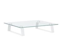 vidaXL Support de moniteur blanc 40x35x8 cm verre trempé et métal