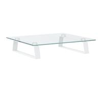 vidaXL Support de moniteur blanc 40x35x8 cm verre trempé et métal