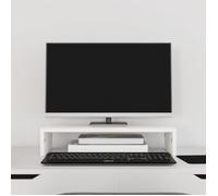 vidaXL Support de moniteur Blanc 50x27x10 cm Bois de pin solide 813945