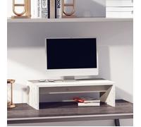 Vidaxl Support De Moniteur Blanc 50x27x15 Cm Bois De Pin Solide Blanc