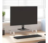 vidaXL Support de moniteur blanc 60x20x8 cm verre trempé et métal