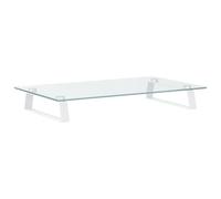 vidaXL Support de moniteur Réhausseur écran avec rangement 60x35x8 cm blanc verre trempé et métal