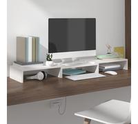 Vidaxl Support De Moniteur Blanc 80x24x10,5 Cm Bois De Pin Solide Multicolore