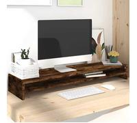 vidaXL Support de moniteur Réhausseur d'écran Chêne fumé 100x24x13 cm Bois d'ingénierie