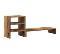 vidaXL Support de moniteur et organisateur de bureau bois d'ingénierie, support de moniteur réglable, support pour écran d'ordinateur, support d'ordinateur