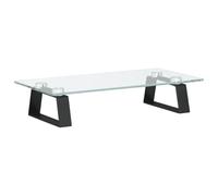 vidaXL Support de moniteur – Réhausseur d'écran avec rangement, verre trempé et métal, noir