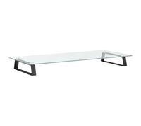 vidaXL Support de moniteur 374229 – Réhausseur d'écran noir, verre trempé & métal, avec rangement