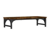 vidaXL Support de moniteur – Réhausseur d'écran, pieds réglables, rangement, chêne fumé 55x23x14 cm