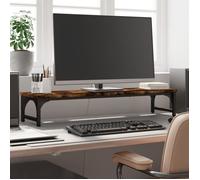 vidaXL Support de moniteur Réhausseur d’écran Pieds réglables Rangement Chêne fumé bois d'ingénierie