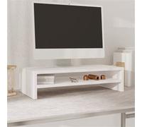 vidaXL Support de Moniteur Réhausseur d'Écran Support d'Ordinateur Portable de Bureau Etagère d’Affichage Blanc 50x24x13 cm Bois de Pin Solide Blanc G