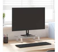 vidaXL Support de Moniteur, Support d'Ordinateur avec Rangement, Réhausseur d’Écran pour Ordinateur Bureau, Blanc Verre 374215