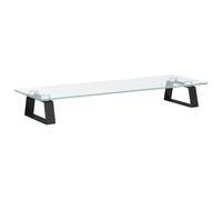 vidaXL Support de Moniteur, Support d'Ordinateur avec Rangement, Réhausseur d’Écran pour Ordinateur Bureau, Noir Verre Trempé et Métal