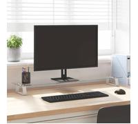 vidaXL Support de Moniteur, Support d'Ordinateur avec Rangement, Réhausseur d’Écran pour Ordinateur Bureau, Blanc Verre 374218
