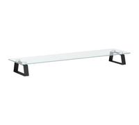 vidaXL Support de moniteur Réhausseur d'écran avec rangement Verre trempé & métal Noir 80x20x8 cm