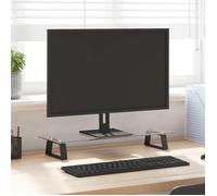 vidaXL Support de Moniteur, Support d'Ordinateur avec Rangement, Réhausseur d’Écran pour Ordinateur Bureau, Noir Verre 374224