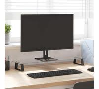 vidaXL Support de moniteur Réhausseur d'écran avec rangement Verre trempé & métal Noir 80x20x8 cm