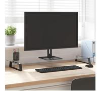 vidaXL Support de moniteur Réhausseur d'écran avec rangement Verre trempé Métal Noir