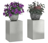 vidaXL Support de Plante 2 pcs Argent 24 x 24 x 35 cm Acier Inoxydable, Jardin et Terrasse, Support Métallique Moderne, Élévateur de Plantes, Décor Pratique pour l'Extérieur