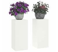 vidaXL Support de Plante 2 pcs Blanc 24 x 24 x 55 cm Acier, Jardin et terrasse, Support Moderne en métal, décor extérieur stylé, idées pour Planter surélevé