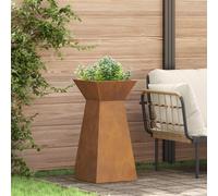 vidaXL Jardinière à Pilier Argent 35 x 35 x 73 cm Acier patiné, Jardins et terrasses, Pot Moderne en métal, déco extérieure, Support pour Plantes, Accessoires de Jardin