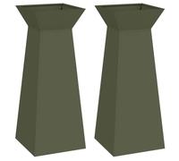 vidaXL Support de plante carré en vert olive pour l'intérieur et l'extérieur, style moderne, métal solide et résistant aux UV, facile à nettoyer. Idéal pour mettre en valeur sur un balcon, comme jardi