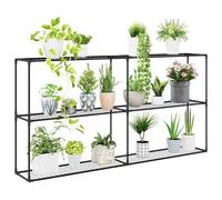 vidaXL Support de plantes à 3 niveaux Noir 200 x 32 x 104 cm Acier, Jardin et Terrasse, Design Rectangulaire, Caractéristiques Modernes, Solutions de Stockage Ample, Matériaux Durables pour la Longévi