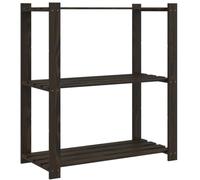 vidaXL Support de rangement à 3 niveaux - bois pin - Noir - 80x38x90 cm