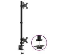 vidaXL Support de table pour 2 écrans Noir Acier VESA 75/100 mm