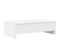 vidaXL Support de Moniteur avec tiroirs Blanc Bois d'ingénierie, Support d'écran, étagère de Moniteur, Base de Moniteur