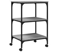 vidaXL Support d'Imprimante 3 Niveaux, Étagère de Rangement avec Roues, Organisateur de Bureau pour Dossiers Livres Intérieur, Sonoma Gris