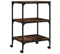vidaXL Support d'Imprimante 3 Niveaux, Étagère de Rangement avec Roues, Organisateur de Bureau pour Dossiers Livres Intérieur, Chêne Fumé