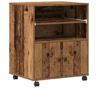 Support D'imprimante Vidaxl Avec Roues Bois Ancien 60x48x74 Cm