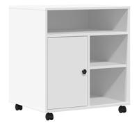 vidaXL Support d'imprimante avec roulettes Blanc 60x50x67 cm, Table d'imprimante, Table d'imprimante d'ordinateur, Support d'imprimante avec Rangement
