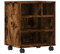 vidaXL Support d'imprimante avec roulettes et rangement chêne fumé 41x32x48 cm