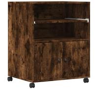 vidaXL Support d'imprimante avec roulettes chêne fumé 60x48x74 cm, Table d'imprimante, Table d'imprimante d'ordinateur, Support d'imprimante avec Rangement