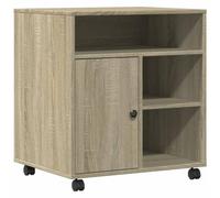 vidaXL Support d'imprimante avec roulettes chêne Sonoma 60x50x67 cm, Table d'imprimante, Table d'imprimante d'ordinateur, Support d'imprimante avec Rangement