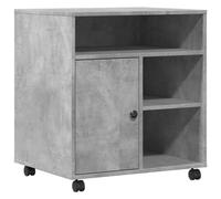 vidaXL Support d'imprimante avec rangement et roulettes Gris béton 60x50x67 cm