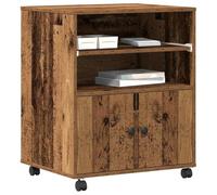vidaXL Support d'imprimante avec stockage Bois ancien 60 x 48 x 74 cm, Bureau, Support d'imprimante rectangulaire tendance, Organisation compacte, Rangement astucieux en bois