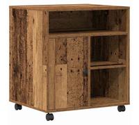 vidaXL Support d'imprimante avec Stockage Bois Ancien 60 x 50 x 67 cm, Support de Bureau Moderne, Station d’imprimante compacte, Meubles de Rangement Chic, Organisateur Pratique