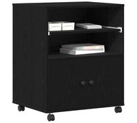 vidaXL Support d'imprimante avec stockage Chêne noir 60 x 48 x 74 cm, Support de bureau moderne, compacte pour imprimante, rangement rectangulaire en bois d'ingénierie