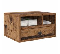 vidaXL Support d'imprimante avec tiroir Bois Ancien 40 x 32 x 24 cm, Rangement de bureau, support rectangulaire en bois d'ingénierie, solution moderne pour imprimante, organisateur de bureau fonctionn